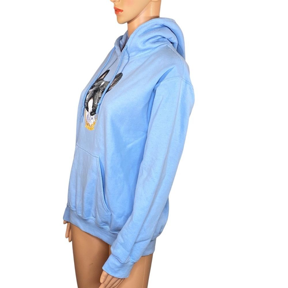 Team JuJu French Bull Dog Hoodie Graphic Size SM Autographed Light Blue - Picture 2 of 5